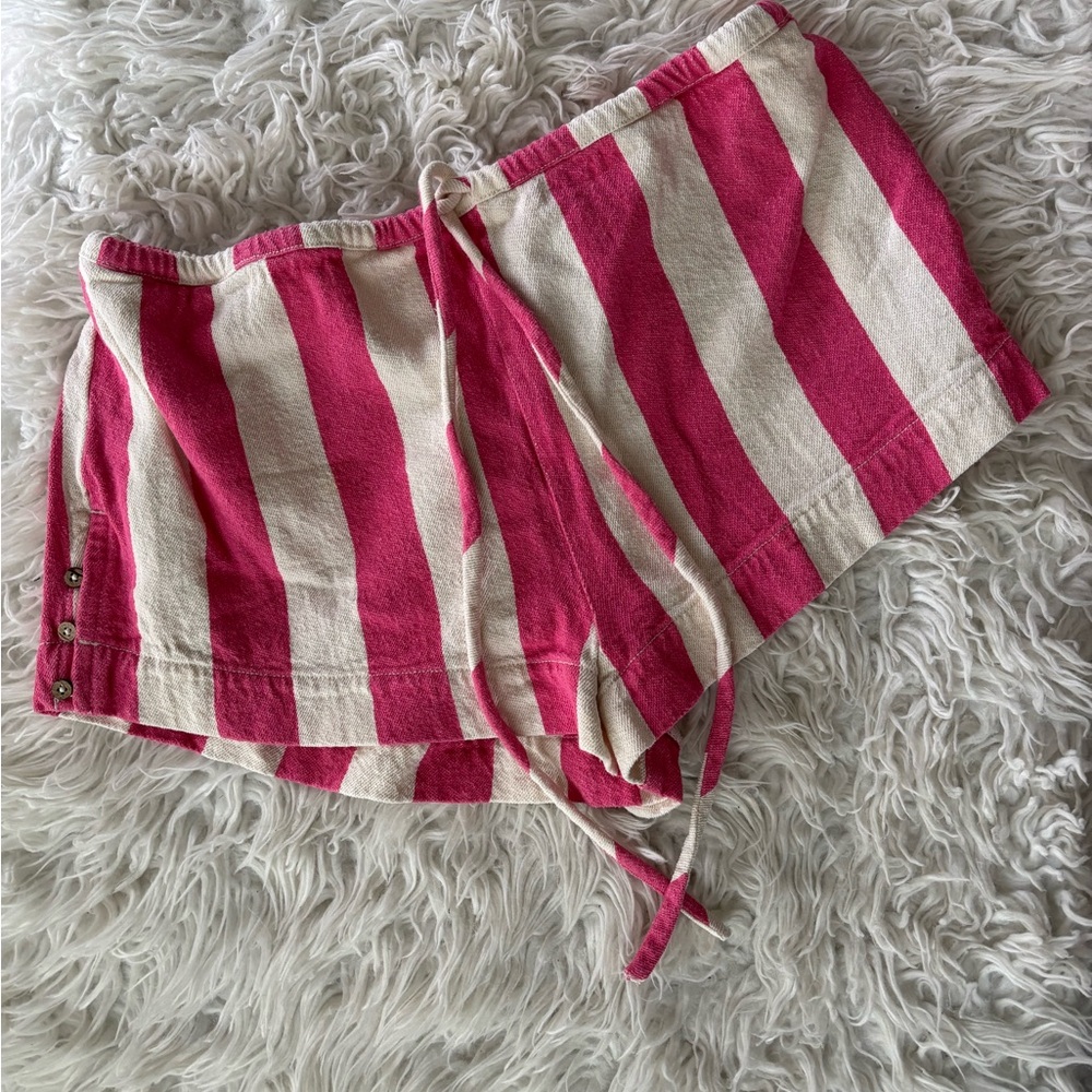 Free People Hot Hot Hot Shorts Pink and White Stripes XL